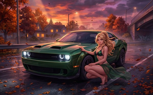 Anime-art-girl-dodge-challenger
