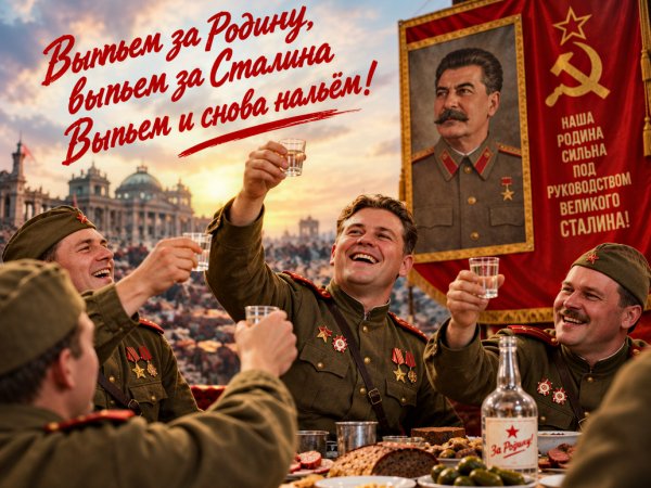 Выпьем за Родину,выпьем за Сталина Выпьем и снова нальём