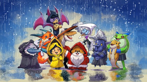 Чиби жители Chibi Villagers Happy Holidays 3840x2160