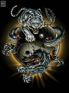 Yin and yan tigr dragon