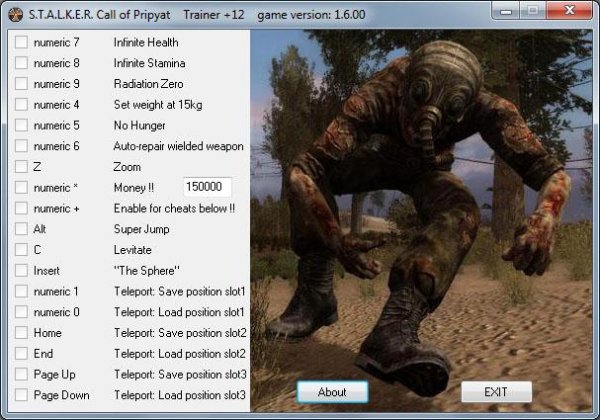 Трейнер (call of pripyat ver.1.6.01)