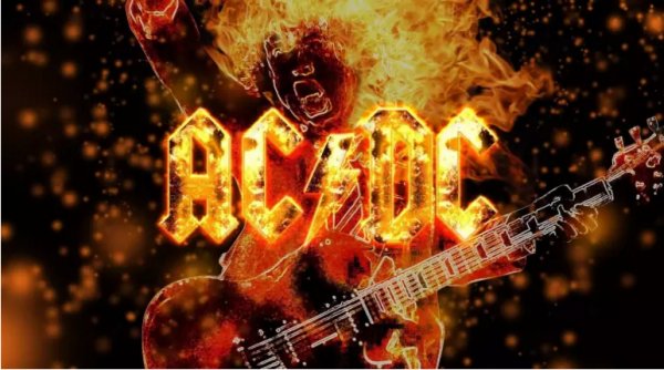Огненный логотип группы AC-DC
