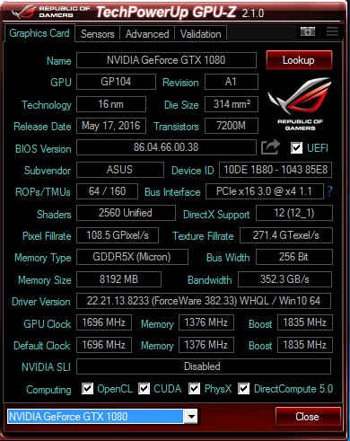 GPU-Z Asus ROG 2.38.0 (2021)