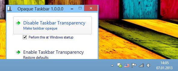 Opaque Taskbar for Windows 8