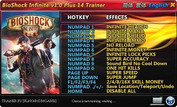 BioShock Infinite Трейнер(14) [1.0]