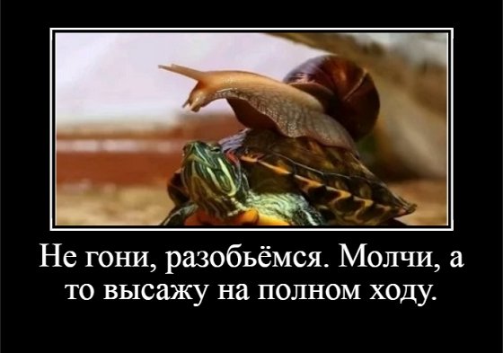 Не гони, разобьёмся. Молчи, а то высажу на полном ходу.