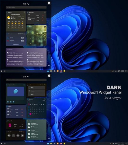 Windows11 Widget Panel Dark