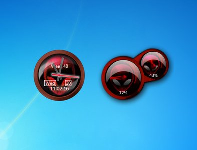 Red Alienware Clock And CPU Meter