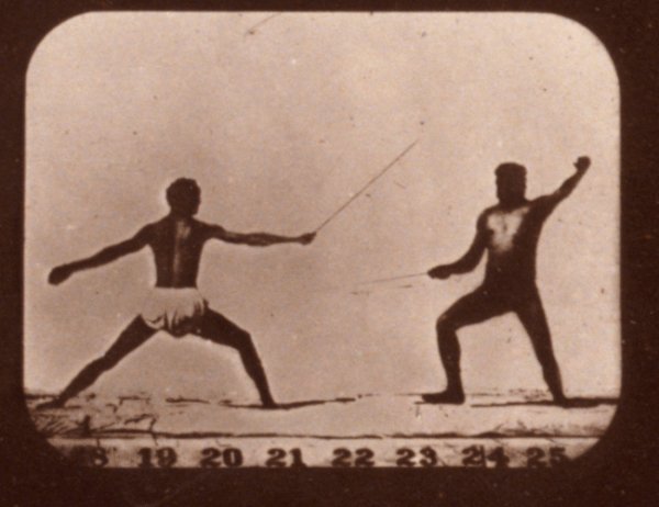 Athletes fencing