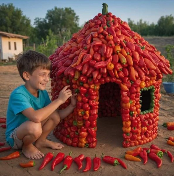 Мальчик сделал из перца чили замок
