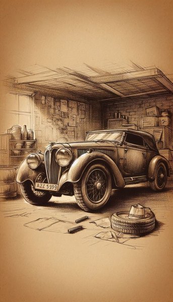 Carro Antiguo en un garaje