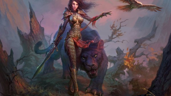 Warriors Magical animals Armor Glance Swords 559195 1920x1080