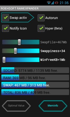 Добавит оперативки на андроид RAMEXPANDER 2.02