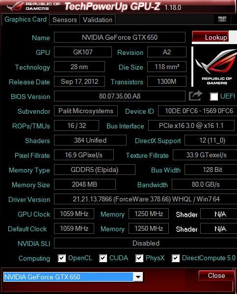 GPU-Z ASUS ROG 1.18.0