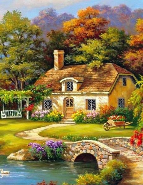 5D 100% Full Drill Diamond Painting House Scenery Cross Stit