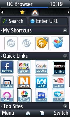 UC Browser 7.6 Samsung 240x400 Sceenshoo