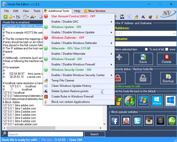 Hosts File Editor+ v.1.2.5